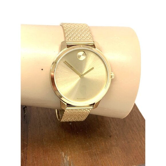 Movado Women's Watch 3600598 Bold Gold Dial Swiss Quartz Mesh Band Steel 35mm - Picture 11 of 14